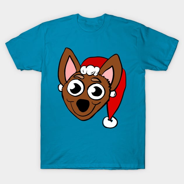 Santa Chihuahua Head T-Shirt by Eric03091978